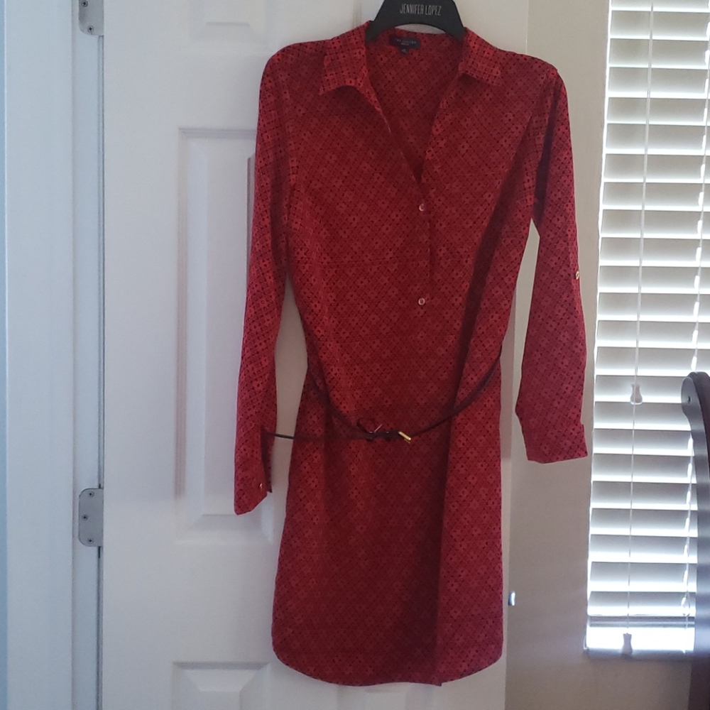 Red, long sleeve red dress